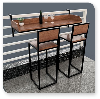 Mesa prática na sacada